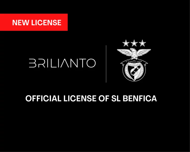 Licencia oficial de Sport Lisboa e Benfica x Brilianto. Colección exclusiva de diamantes con alma que nacen a partir del césped del Estadio da Luz.